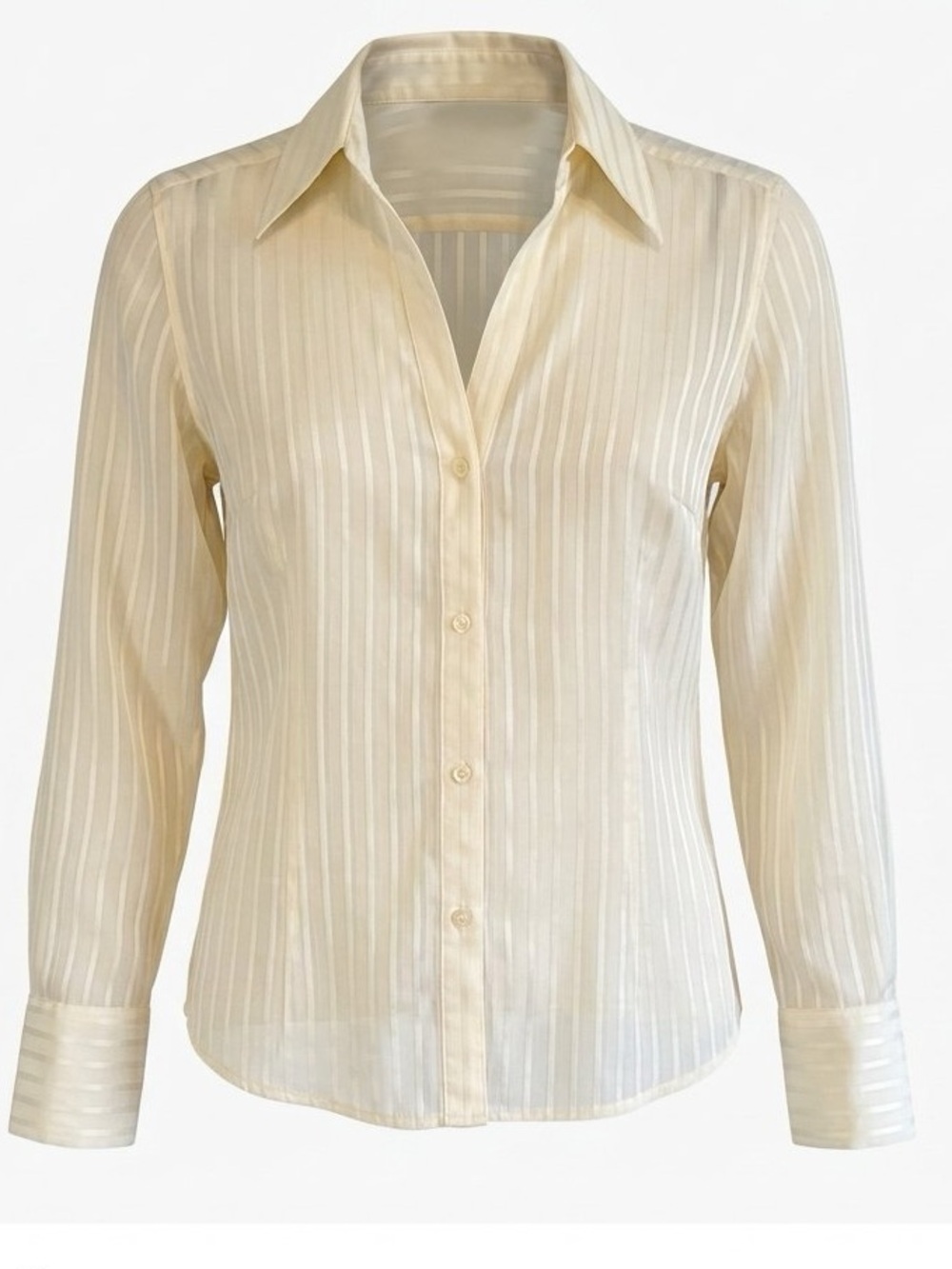 Eddie Bauer. Cream sheer button up. Size small